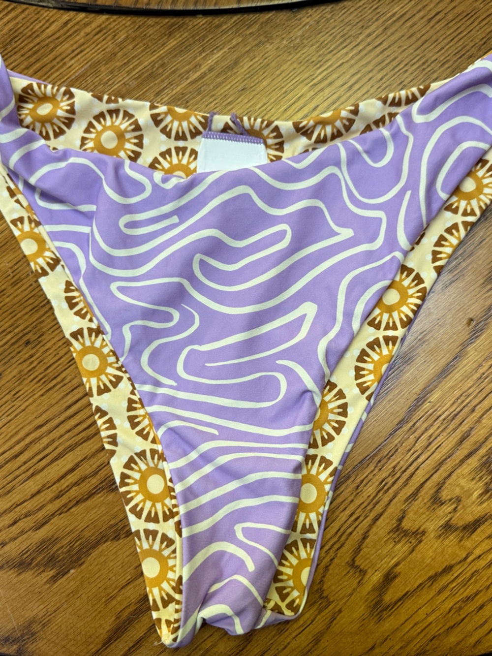 Roxy Lilac & Gold Sun Reversible Bikini Bottom Medium NWT